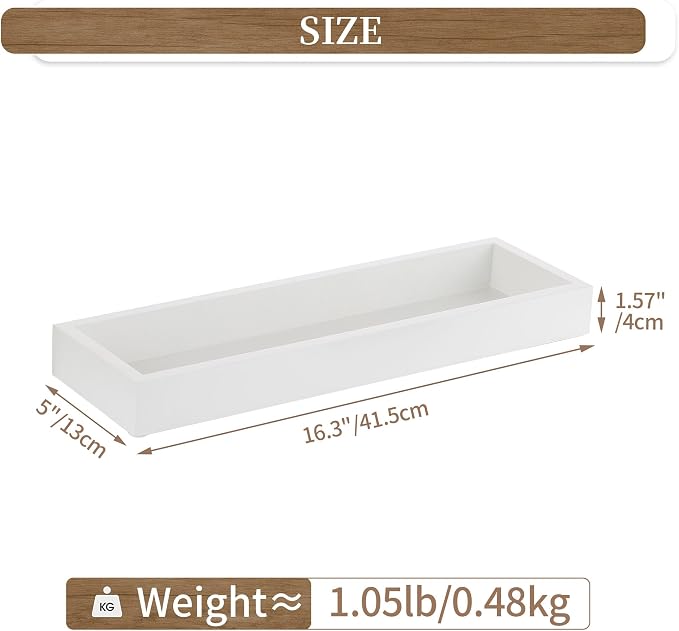 Hanobe Rectangular Long Narrow Tray: White Decorative Rectangular Candle Holder Centerpiece Tray Decor Serving Tray No Handle for Dining Table Coffee Bar Living Room Home Decor