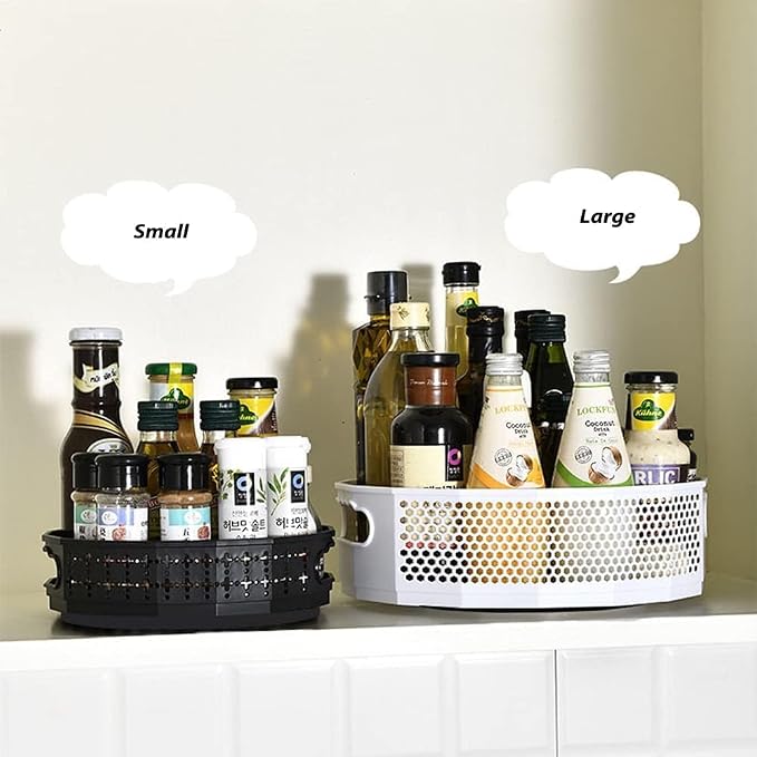 Lazy Susan Turntable Kitchen Storage Organizer Round Plastic Non Skid Spice Rack for Cabinet Pantry Fridge Countertop Vanity - 2 Sizes (White, 12 Inch)