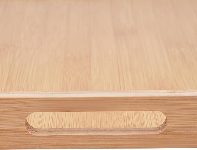 A Set of 4 Food Tray Wooden Tray 6.61-11.02lbs Load Rectangular Kitchen Tray Bamboo Serving Tray with Handles for Restaurant Barbecue Fruits, Cakes, Drinks (18.1 * 13 * 1.4in)