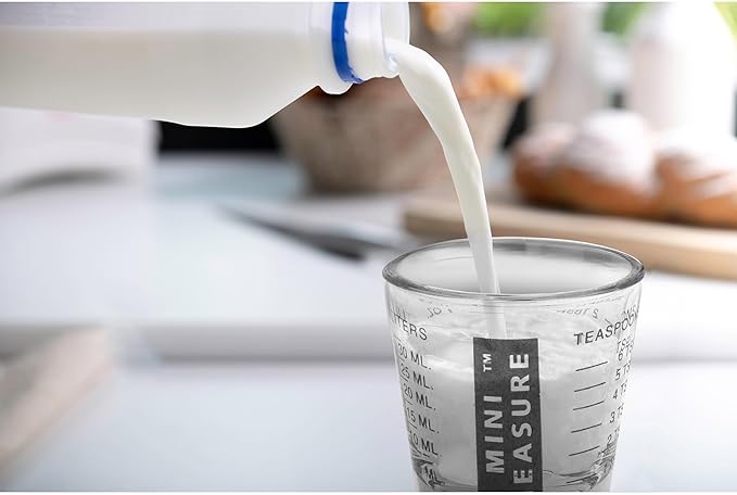 Kolder Mini Measure Heavy Glass, 20-Incremental Measurements Multi-Purpose Liquid and Dry Measuring Shot Glass, Black