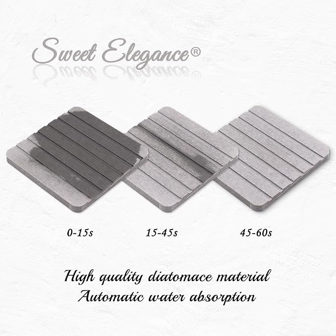 Water Absorbent Diatomite Set of 2 Coaster Coasters Rectangle Grooved Design Water Absorbing Coaster Non-silp Desk Durable Cup Mats Table Ornament Decorations for Home Festival