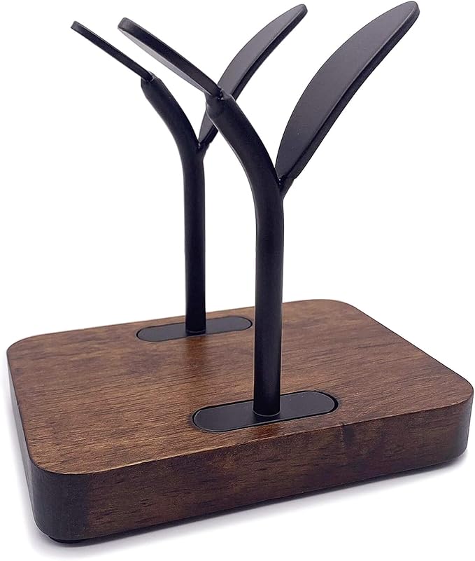 Leaf Napkin Holder, Wooden Napkin Holder for Tables, Freestanding Tissue Dispenser for Kitchen Countertop, Dining, Picnic Table, Indoor & Outdoor Use, Home Decor, Modern, Sturdy, Easy Assembly, Black