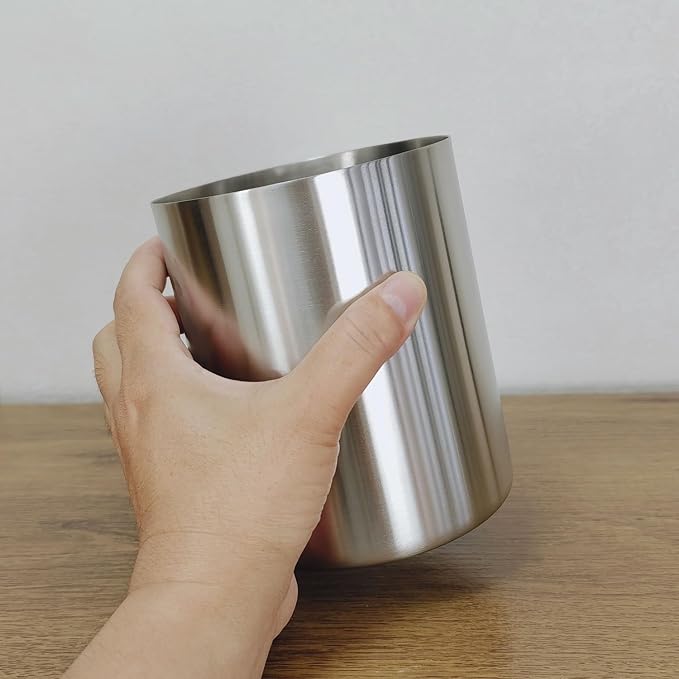 IMEEA Small Utensil Holder for Kitchen Counter 5.3" Compact SUS304 Stainless Steel Countertop Organizer for Flatware, Spoons, Small Kitchen Tools