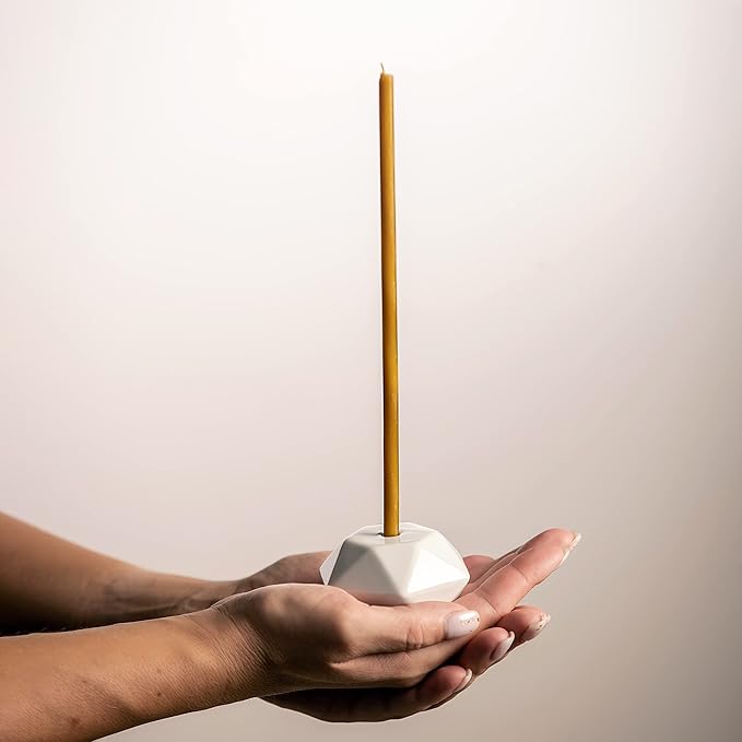 Set of 2 Danilovo Taper Candle Holder - Handcrafted, Sturdy Ceramic Thin Candlesticks Holder - Ideal Luxury White Home Decor for Any Occasion