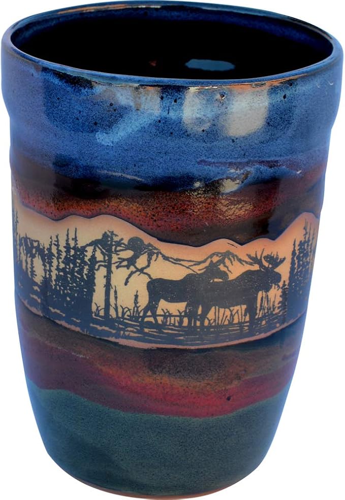 ALWAYS AZUL POTTERY 10 Inch Tall Moosewrap Utensil Holder in Mountainscape Glaze - Handmade Ceramic Pottery Utensil Holder -Kitchen Storage Container- Countertop Organizer for Large Cutlery & Cookware
