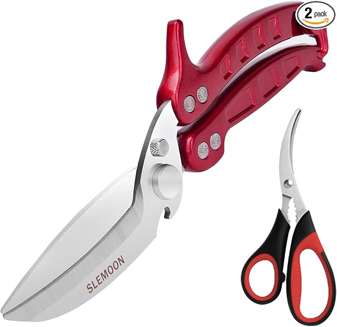Heavy Duty Kitchen Poultry Shears Burgundy,2pcs set