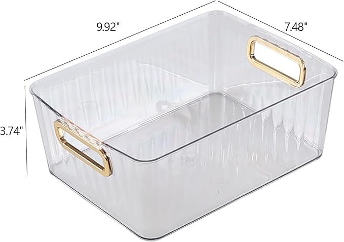 Clear Plastic Organizing Bins, Plastic Pantry Storage Baskets for Fridge, 6-Packs