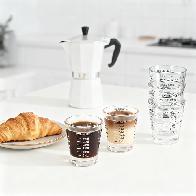 30ml Shot Glass Measuring Cup,Heavy Base Shot Glasses Set for Vodka, Whiskey, Tequila, Espressos, Milk,Juice (black)