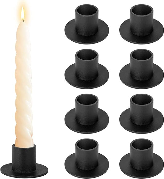 Matte Black Candle Holder Set of 8 for Taper & Led Candles Decorative Candlestick Holders for Wedding Dinning Party Decor Anniversary Housewarming Gift for Women Men