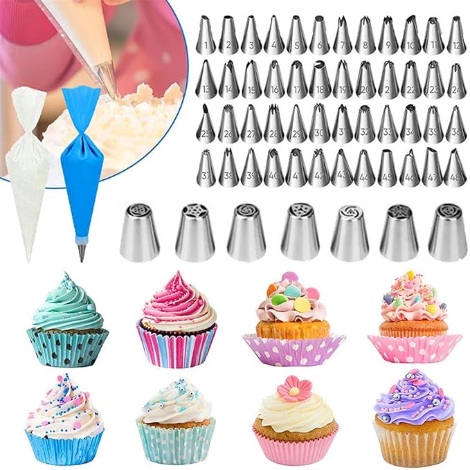 Cake Decorating Kit with Rotating Turntable, Non-Stick Cake Pans, Piping Tips, Spatulas, Scrapers & Silicone Cupcake Liners - Complete Baking Supplies for Beginners & Home Bakers 360PCS