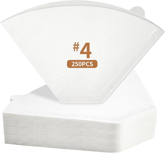 250 Count Coffee Filters #4, Disposable Coffee Filters 8-12 Cup, Size 04 Paper Filters for Pour Over and Drip Coffee Maker