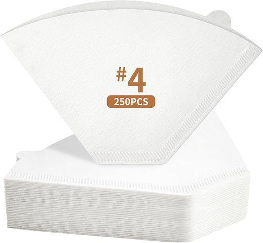 250 Count Coffee Filters #4, Disposable Coffee Filters 8-12 Cup, Size 04 Paper Filters for Pour Over and Drip Coffee Maker