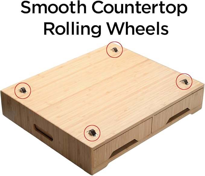 Mobilevision Bamboo Drawer & Large Sliding Tray for K-Cup & Espresso Pod Storage Organize Coffee Maker & countertop appliances for Kitchen & Office Break Rooms
