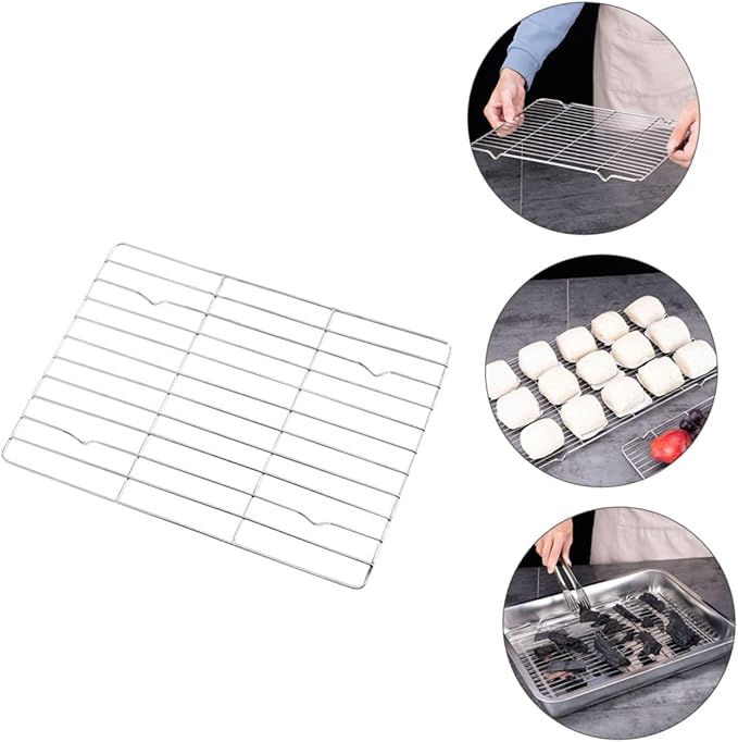 Zerodeko 1pc Stainless Steel Cooling Rack and Roasting Holder for Baking Multi-purpose Kitchen Tool for Cooling Cakes Barbecue and Drying Vegetables