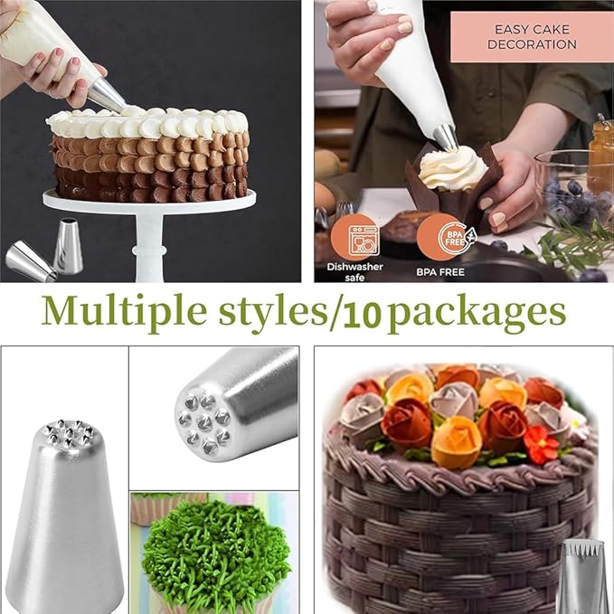 25 Pcs Extra Large Piping Tip Set, Stainless Steel Frosting Piping Kit,Pastry Cake Decorating Tips Baking Tools For Cookies Cupcake Decorating Kit (902 234 113 1M 190 D63 1D 9FT 1C R16L)