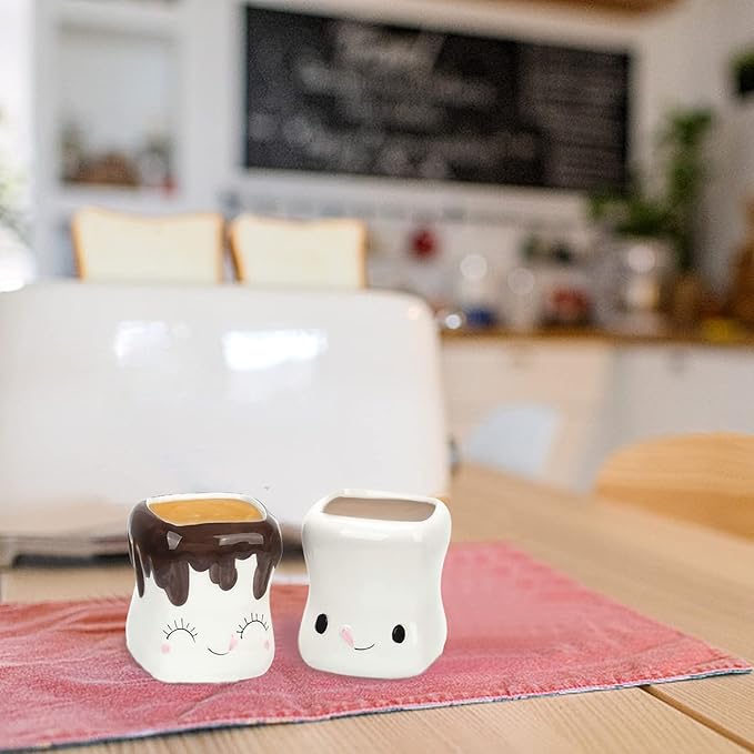 Set of 4 Cute Marshmallow Mugs - Chocolate Cocoa Mugs with Mini Marshmallow Cups for Christmas, Mothers Day, Thanksgiving Day Gifts and Parties