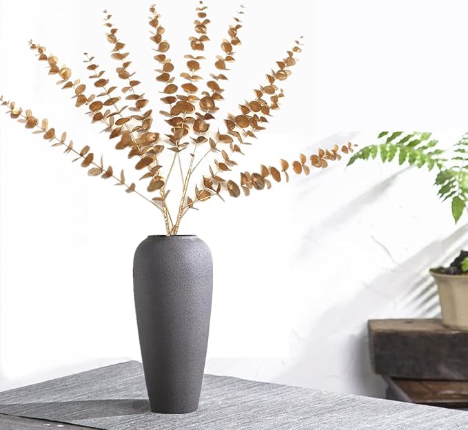 CATTREE Artificial Eucalyptus, Plastic Gold Plants Christmas Decorations Fake Shrubs Bushes for Indoor Home Table Centerpieces Hotel Hall Party Decor Wedding Planting Filler 30" Tall Golden 2 Pack