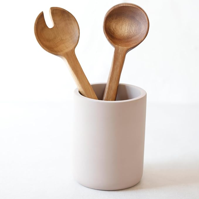 Selegna Instant Dry Utensil Holder for Kitchen Countertop, Diatomite Stone Utensil Caddy, Diatomaceous Earth Kitchen Utensil Organizer | Quick Drying Water Absorbing Pottery for Sink organization