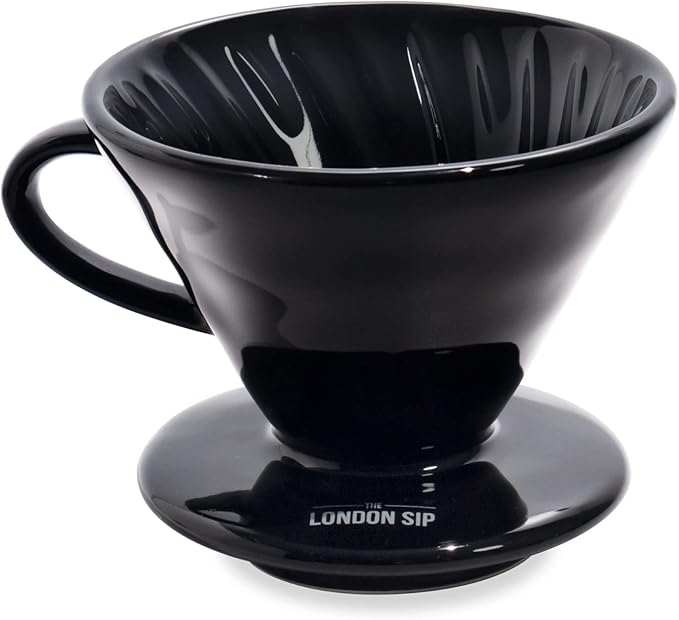 The London Sip Ceramic Coffee Dripper Pour Over Ceramic Coffee Maker, Coffee Slow Brewing Accessories for Home, 1-2 Cup, Black