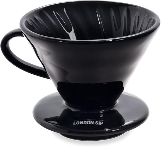 The London Sip Ceramic Coffee Dripper Pour Over Ceramic Coffee Maker, Coffee Slow Brewing Accessories for Home, 1-2 Cup, Black