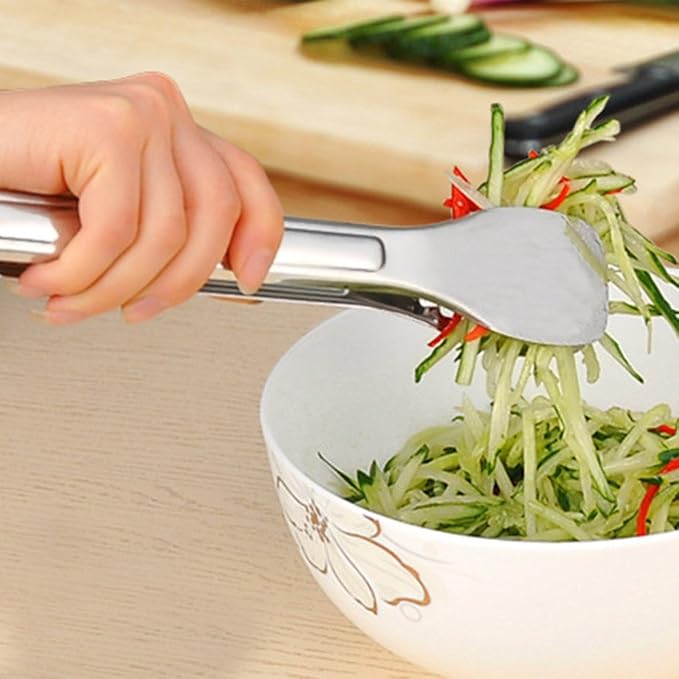 Tenta Kitchen 2Pcs 9-Inch Cooking Tongs, Stainless Steel Serving Tongs for Barbecue, Cooking, Salad, Grilling, Serving and Frying