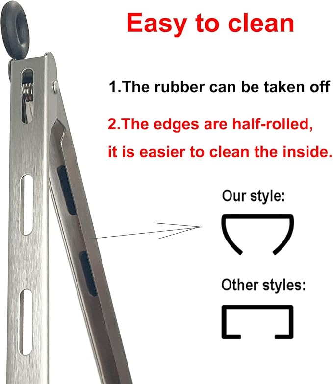 12-inch Stainless Steel Kitchen Tongs with Locking, Metal Food Tongs Non-Slip Grip (12")
