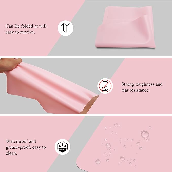 Silicone Mats Large Size, 2Pcs 27.5"x 19.5" Pink Silicone Craft Mat, Silicone Mats for Heat Resistant, Kitchen Counter, Paiting, Jewelry