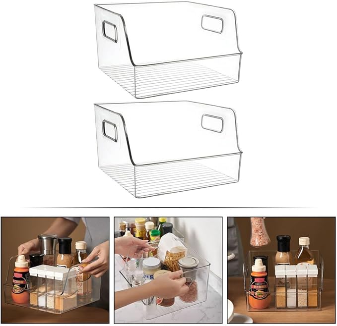 2pcs Kitchen Fruit Storage Boxes, Medium Food Organizer Bins for Fridge and Pantry, Produce Containers for Household Food Storage