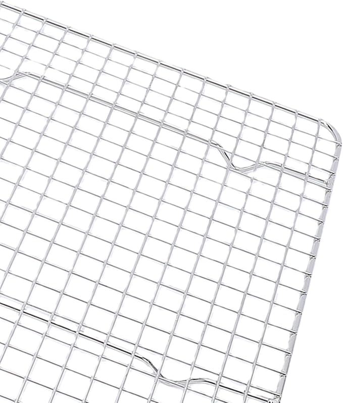 Generic Stainless Steel Cooling Rack, Baking Rack Set with Grid Hollow Design & Stable Support Feet, Dishwasher Safe, Ideal for Oven Cooking, Roasting & Grilling, 18.1x9.8inch (Silver)