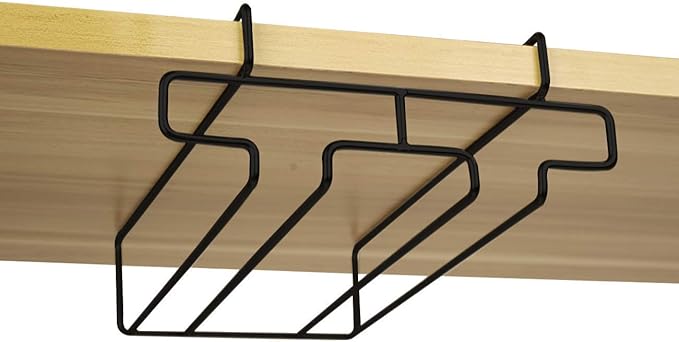 Wine Glass Holder - Stemware Rack Under Cabinet - Hanger Storage Shelf, Fit for The Cabinet 0.8“ or Less (black, 2 Rows)