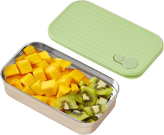 Stainless Steel Snack Container Individual Household Food Container,Reusable Food Storage Snack Condiment Containers with Lids - Food Lunch Meal Prep Box for Travel Camping (One Compartment)