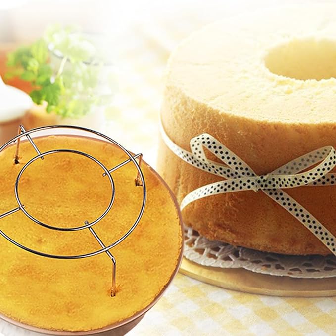 HANABASS 2pcs Stainless Steel Cake Cooling Rack, round 12.7cm Diameter X 14cm Height Baking Tool, Chiffon Cake Holder for Kitchen and Bakery Use