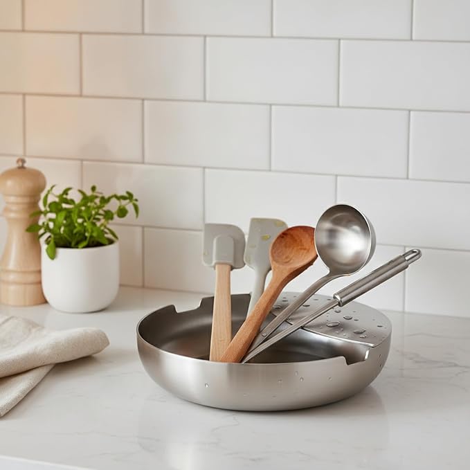 Spoon and Spatula Holder, Stainless Steel Countertop Utensil Rest for Kitchen Cooking (1 PC)