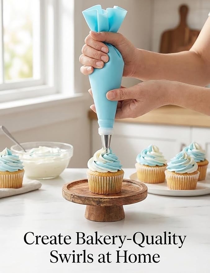 Piping Bags and Tips Set, 120 Pcs Cake Decorating Kit with 100 Disposable Piping Bags, Reusable Icing Bag, Frosting Tips, Couplers, Cake Scrapers, Cupcake Decorating Supplies