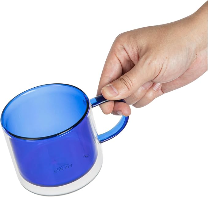 Restaurantware Coffee Cups 2 Pack of 11 oz Double Wall Glass Insulated Coffee Cup Borosilicate Mug Thermal Shock Resistant Handle Modern Design