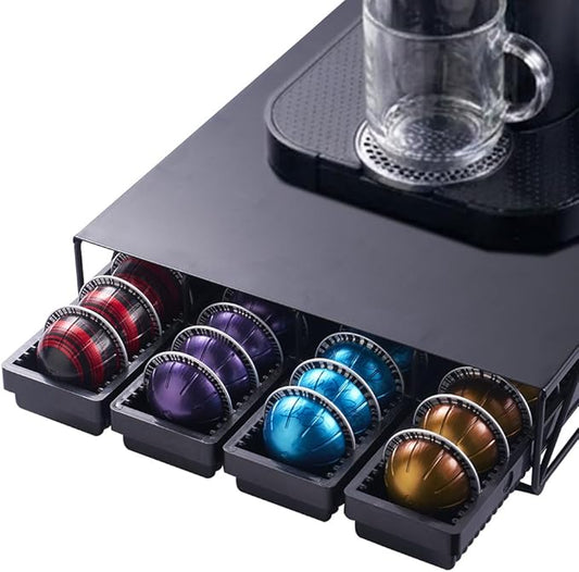Organizer Drawer Holder Compatible with Nespresso Vertuo Capsules,Coffee Bar Station Accessories Compatible with 28 Big or 40 Small Vertuoline Pods