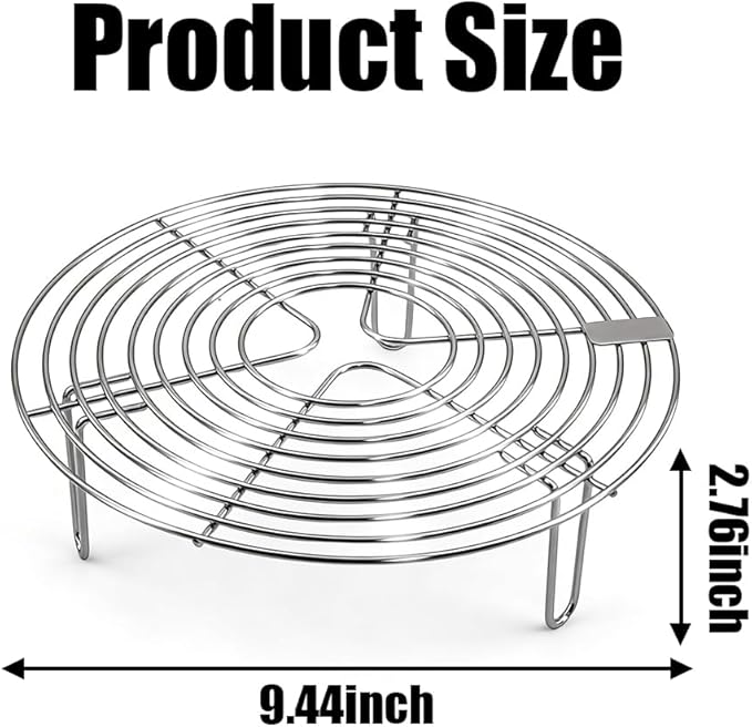 9.44''×2.8'' Round Stainless Steel Steamer Rack & Cooling Rack - Multi-Use Pot Trivet, Air Fryer/Baking/Canning Steaming Rack, Wire Kettle Cooking Holder