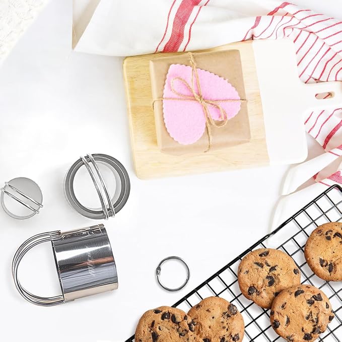 ALLTOP 5 Pieces Circle Biscuit Cutter,Professional Stainless Steel Round Cookie Cutters Tool with Ring Handle for Baking Pastry Doughnut