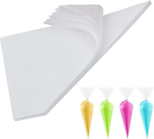 Engorgio 100 Pcs Disposable Mini Piping Bags 8 inch Pastry Bag Pastry Crimpers Small Piping Bags Disposable Pastry Bags For Cake Macarons Dessert Decorations Cookies Baking Cupcakes (Clear)
