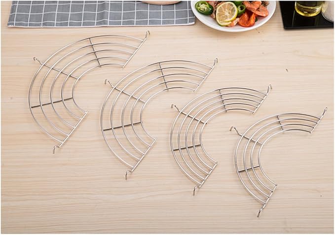 1PC Stainless Steel Oil Drain Frying Rack Semi-Circular Oil Drain Rack Fritters Filter Oil Net Home Baking Cooking Oil Drip Filter(28CM) Stainless Steel Cooling Racks