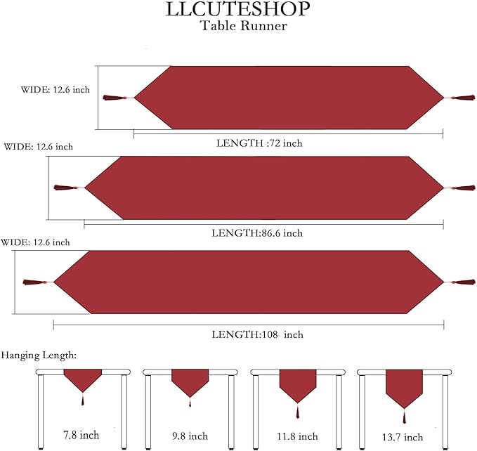 Table Runner Linen Red 12 x 59 Inch, Tablerunner Linen Look Solid Color, Modern Easy Care Table Runner for Dining Table, Coffee Table, Restaurant,Decoration
