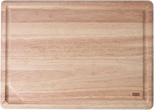 Dexas Rubberwood Pour Spout Cutting Board – 21" x 15" x 1" | Juice Groove, Easy-Pour Corner, Heavy-Duty Wood Board for Carving & Chopping