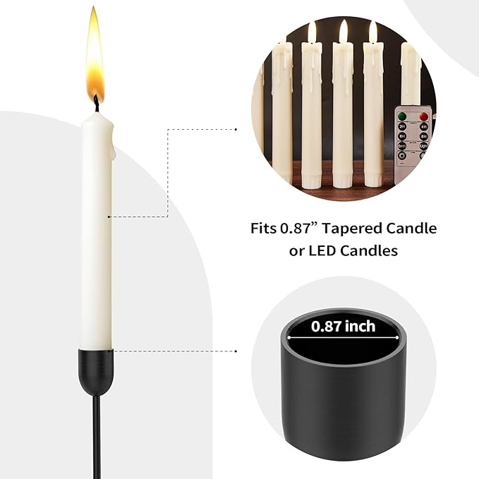 ChefBee Black Tall Candle Candlestick Holder, 3PCS Taper Pillar Candle Sticks Stand Holders Decor, Centerpiece Dining Table Wedding Festive Fireplace Mantle Vintage Room Decorations, Housewarming Gift