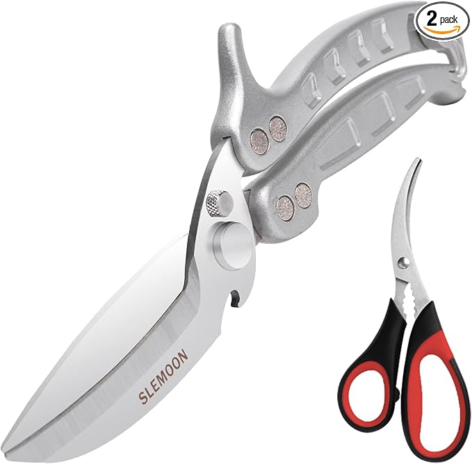 Heavy Duty Kitchen Poultry Shears Silver,2pcs set