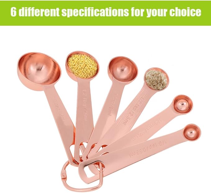 Measuring Spoon Stainless Steel Set, Stackable with Long Handles and Engraved Clear Measurements, Innovative Rounded Spoon Heads, Stainless Steel Measuring Spoon Set for Baking