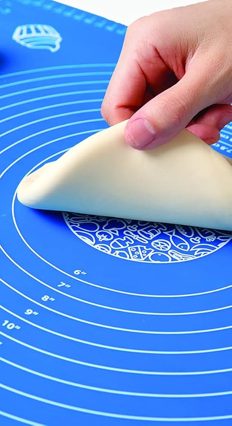 Silicone Baking Mat with Measurements, Pastry Rolling,Counter Mat,Dough Rolling Mat,Oven Liner, (25" x 18 ", blue)