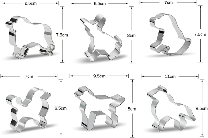 Dog Cookie Cutter for Treats Shapes Baking Set of 6 - Stainless Steel Border Collie, Chihuahua, Labrador, Rochin, Rottweiler, Pleasant Shepherd Shaped Puppy Cartoon Pet Dog Cookie Cutters Molds Stamps
