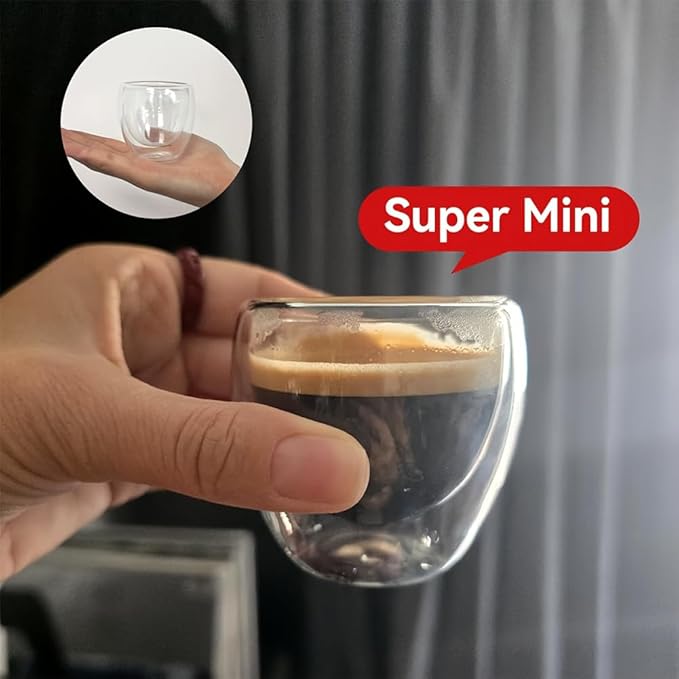6pcs Double Walled Espresso Cups 2.7 Ounce Clear Expresso Coffee Mugs Espressos Shot Glasses Small Demitasse Cups for Espressos Machine(COLOR:Clear)