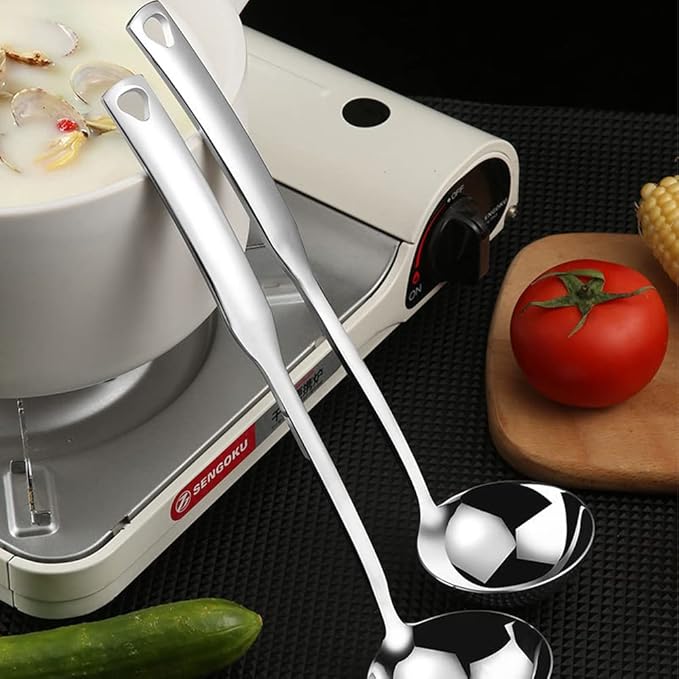 Siaiqiang Soup Ladle,11.8 Inch 18/10 Stainless Steel Heavy Duty Large Gravy Ladle,Kitchen Accessories for Stirring,Soups,Cooking,Sauces,Chili,Stew(1pack)
