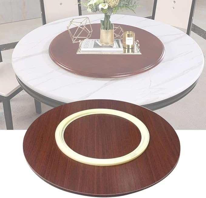 Large Turntable For Round Dining Table, Ø50-80-100cm, Wooden Lazy Susan Turntable For Garden Table, 360° Turntable Round Rotating Serving Plate, Sharing Dinner Easily (Color : Red-brown, Size : Ø80c